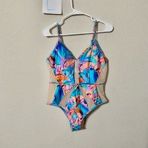 Sheer cutout neon one piece! Size L